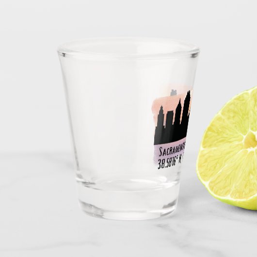 Sacramento CA City Skyline Schnapsglas (Links)