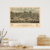 Sacramento, CA Panorama Karte - 1850 Poster (Küche)