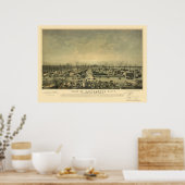Sacramento, CA Panorama Karte - 1850 Poster (Küche)