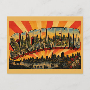 Sacramento CA Vintage Reise Kunst Postkarte