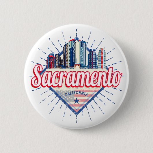 Sacramento California United Staaten Skyline USA Button (Vorderseite)