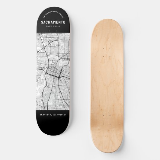 Sacramento City Map Skateboard (Vorderseite)