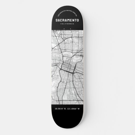 Sacramento City Map Skateboard (Vorderseite)