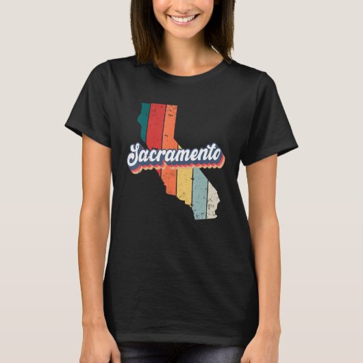 Sacramento City Retro Vintages Heimat T-Shirt (Vorderseite)