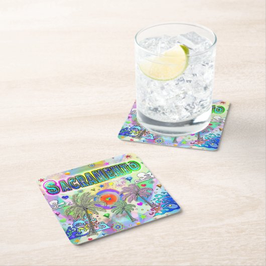 Sacramento Deep Dream Coaster Rechteckiger Pappuntersetzer (Vor Ort)