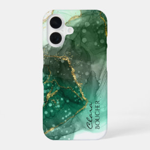 Sacramento Grün Alcohol Ink Anpassbar iPhone 16 Hülle