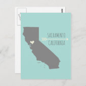 Sacramento, Kalifornien Herz Postkarte (Vorne/Hinten)