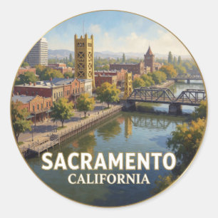 Sacramento Kalifornien Old Town Waterfront Runder Aufkleber