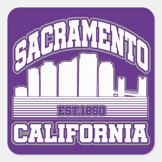 Sacramento, Kalifornien Quadratischer Aufkleber (Vorderseite)