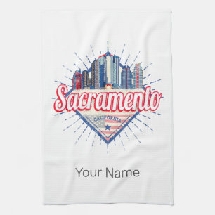 Sacramento Kalifornien Vereinigte Staaten Skyline Geschirrtuch