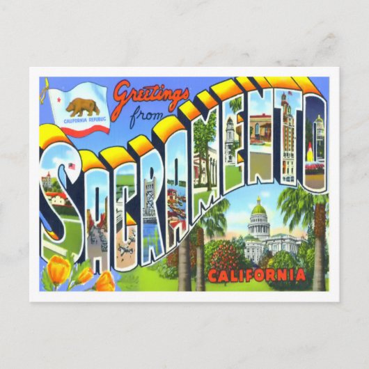 Sacramento, Kalifornien, Vintage Big Briefe Postkarte (Vorderseite)