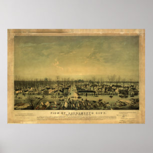 Sacramento, Kalifornien während der Überschwemmung Poster