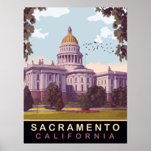 Sacramento, Landeshauptstadt, Kalifornien, Reise Poster