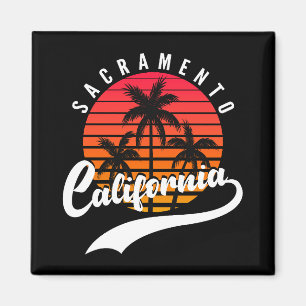 Sacramento Retro Sonnenuntergang und Palmen Magnet