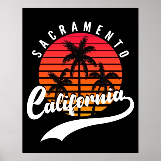 Sacramento Retro Sunset Poster (Vorne)