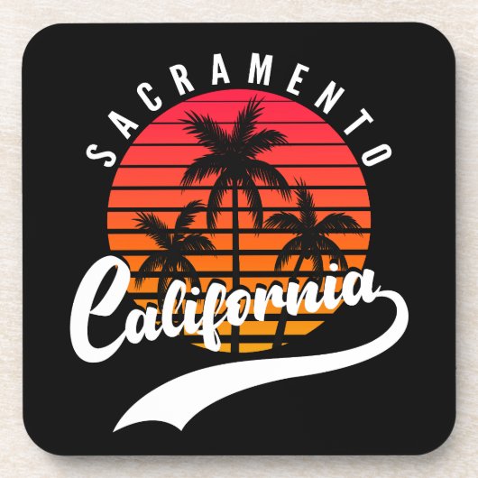 Sacramento Retro Sunset Untersetzer (Vorderseite)