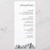 Sacramento Skyline Sketch Wedding Dinner Menu Menükarte (Vorderseite)