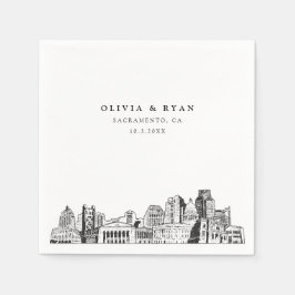 Sacramento Skyline Wedding Paper Cocktail Napkin Serviette