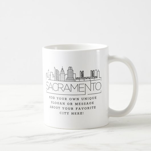 Sacramento Stylized Skyline | Benutzerdefinierter  Kaffeetasse (Rechts)