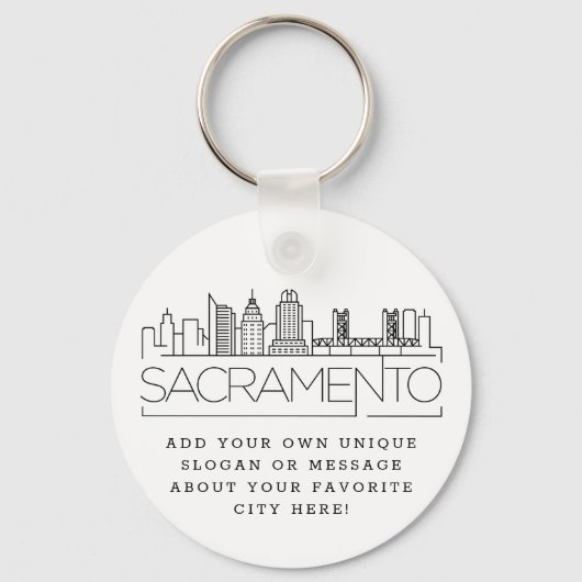 Sacramento Stylized Skyline | Benutzerdefinierter Schlüsselanhänger (Vorderseite)