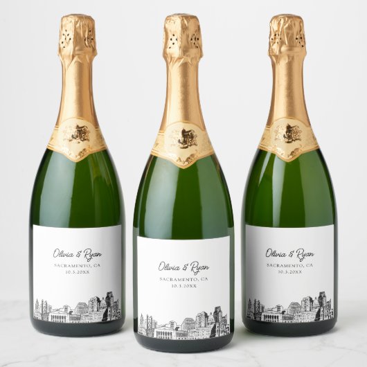 Sacramento Wedding Personalisiert Champagne Label Schaumweinetikett (Flaschen)