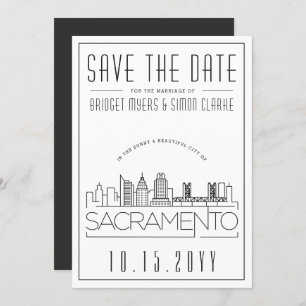 Sacramento Wedding Skyline Save the Date Einladung