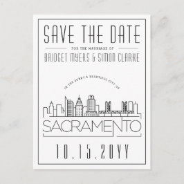 Sacramento Wedding |Stilisierte Skyline Save the D Postkarte