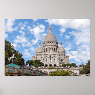 Sacre Coeur auf dem Montmartre-Hügel - Paris, Fran Poster