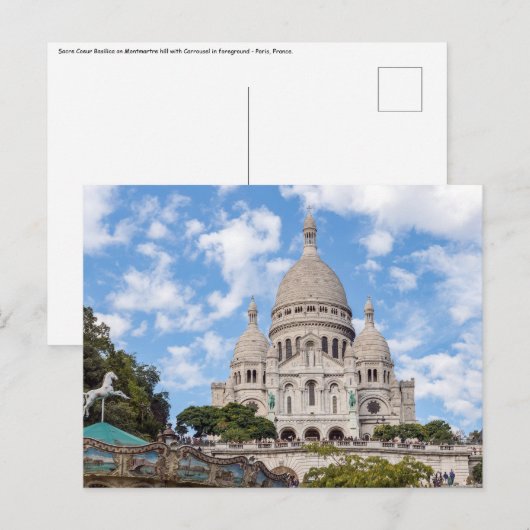 Sacre Coeur auf dem Montmartre-Hügel - Paris, Fran Postkarte (Vorne/Hinten)