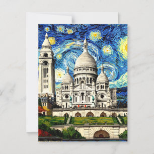 Sacre-Coeur Paris Frankreich Starry Night Postkarte