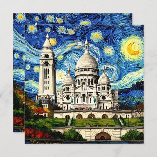 Sacre-Coeur Paris Frankreich Starry Night Save The Date (Vorne/Hinten)