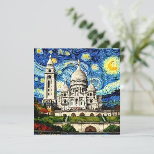 Sacre-Coeur Paris Frankreich Starry Night Save The Date (Stehend Vorderseite)