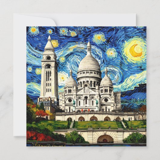Sacre-Coeur Paris Frankreich Starry Night Save The Date (Rückseite)