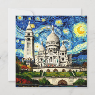 Sacre-Coeur Paris Frankreich Sternennacht Einladung