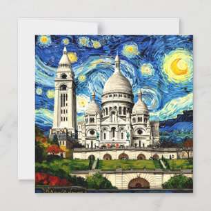 Sacre-Coeur Paris Frankreich Sternennacht Magneteinladung