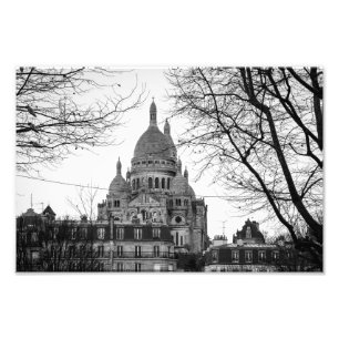 Sacre Coeur Paris Montmartre Schwarz und Weiß - Fotodruck