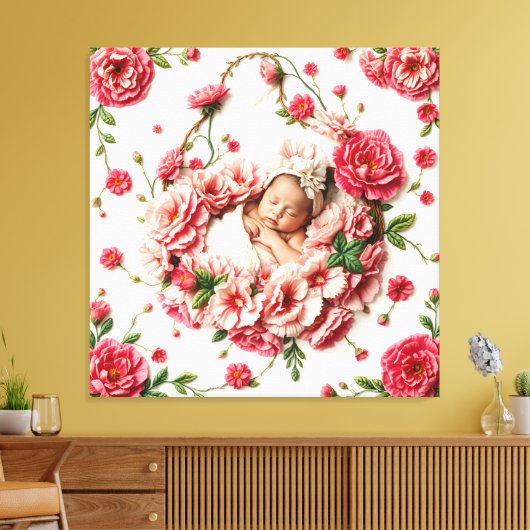Sacred Bloom vom Januar - Baby Girl Portrait Leinwanddruck (Insitu (Wohnzimmer))