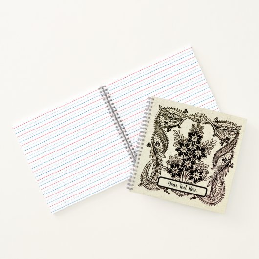 Sacred Blossoms - Indische Blume-Ornament-Notebook Notizblock (Innenseite)