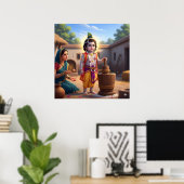 Sacred Blue Traditionelle Damodara Bala Krishna Poster (Heimbüro)