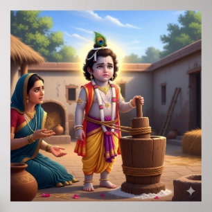 Sacred Blue Traditionelle Damodara Bala Krishna Poster