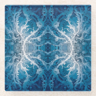 Sacred Cosmic Flow - Blue Silver Symmetrie Glasuntersetzer