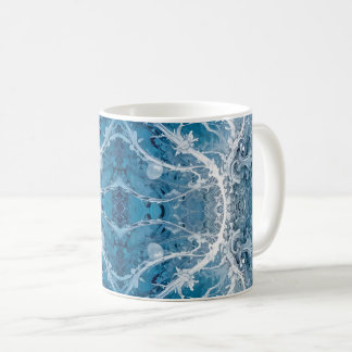 Sacred Cosmic Flow - Blue Silver Symmetrie Kaffeetasse