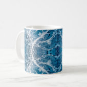 Sacred Cosmic Flow - Blue Silver Symmetrie Kaffeetasse (Vorderseite Links)