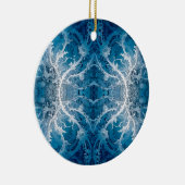 Sacred Cosmic Flow - Blue Silver Symmetrie Keramik Ornament (Rechts)