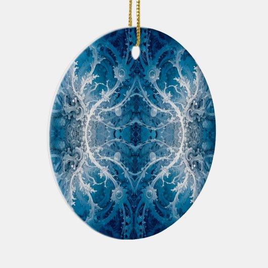 Sacred Cosmic Flow - Blue Silver Symmetrie Keramik Ornament (Rechts)