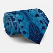 Sacred Cosmic Flow - Blue Silver Symmetrie Krawatte (Gerollt)