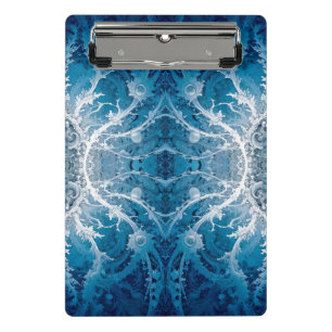 Sacred Cosmic Flow - Blue Silver Symmetrie Mini Klemmbrett