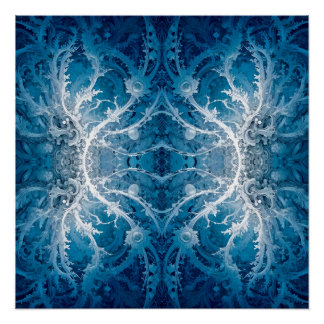 Sacred Cosmic Flow - Blue Silver Symmetrie Poster