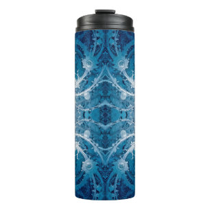 Sacred Cosmic Flow - Blue Silver Symmetrie Thermosbecher