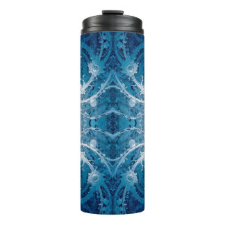 Sacred Cosmic Flow - Blue Silver Symmetrie Thermosbecher